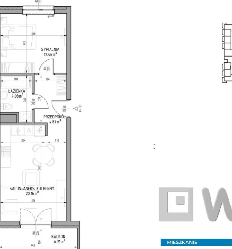 Mieszkanie na  sprzedaż Lublin - Mieszkanie 41,57 m2, balkon, Wrotków, Lublin